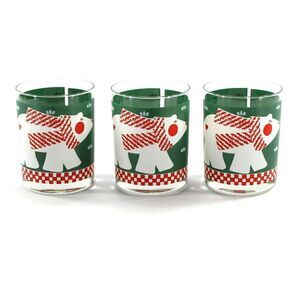 Double Old Fashioned Cocktail Glasses Set of 3 Polar Bear Vintage by Cera